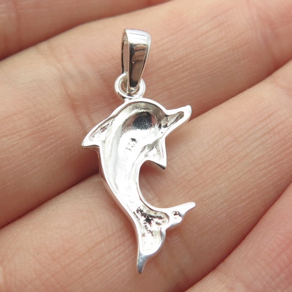 925 Sterling Silver Vintage Friendly Dolphin Char… - image 2