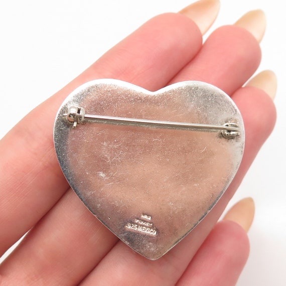 925 Sterling Silver Vintage Mexico Smooth Heart P… - image 2