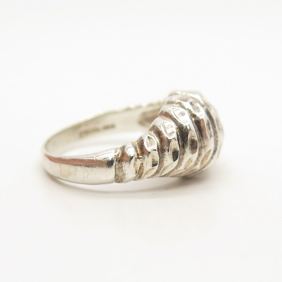 925 Sterling Silver Vintage Textured Striped Ring… - image 6