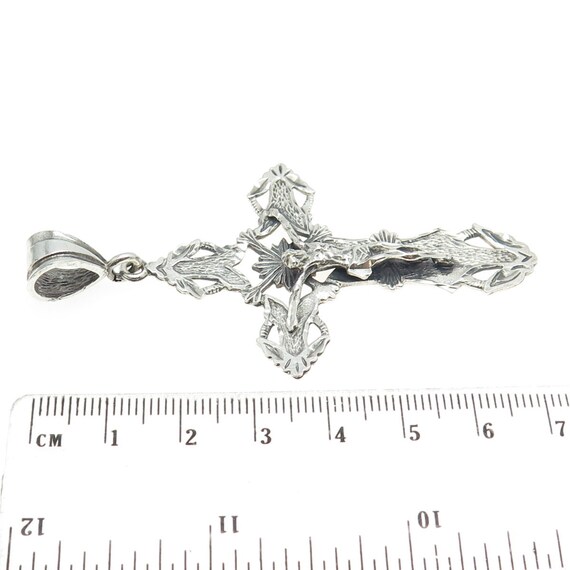 925 Sterling Silver Vintage Crucifix Cross Pendant - image 3