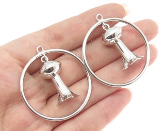 Old Pawn 925 Sterling Silver Vintage Southwestern Squash Blossom Jacket Earrings
