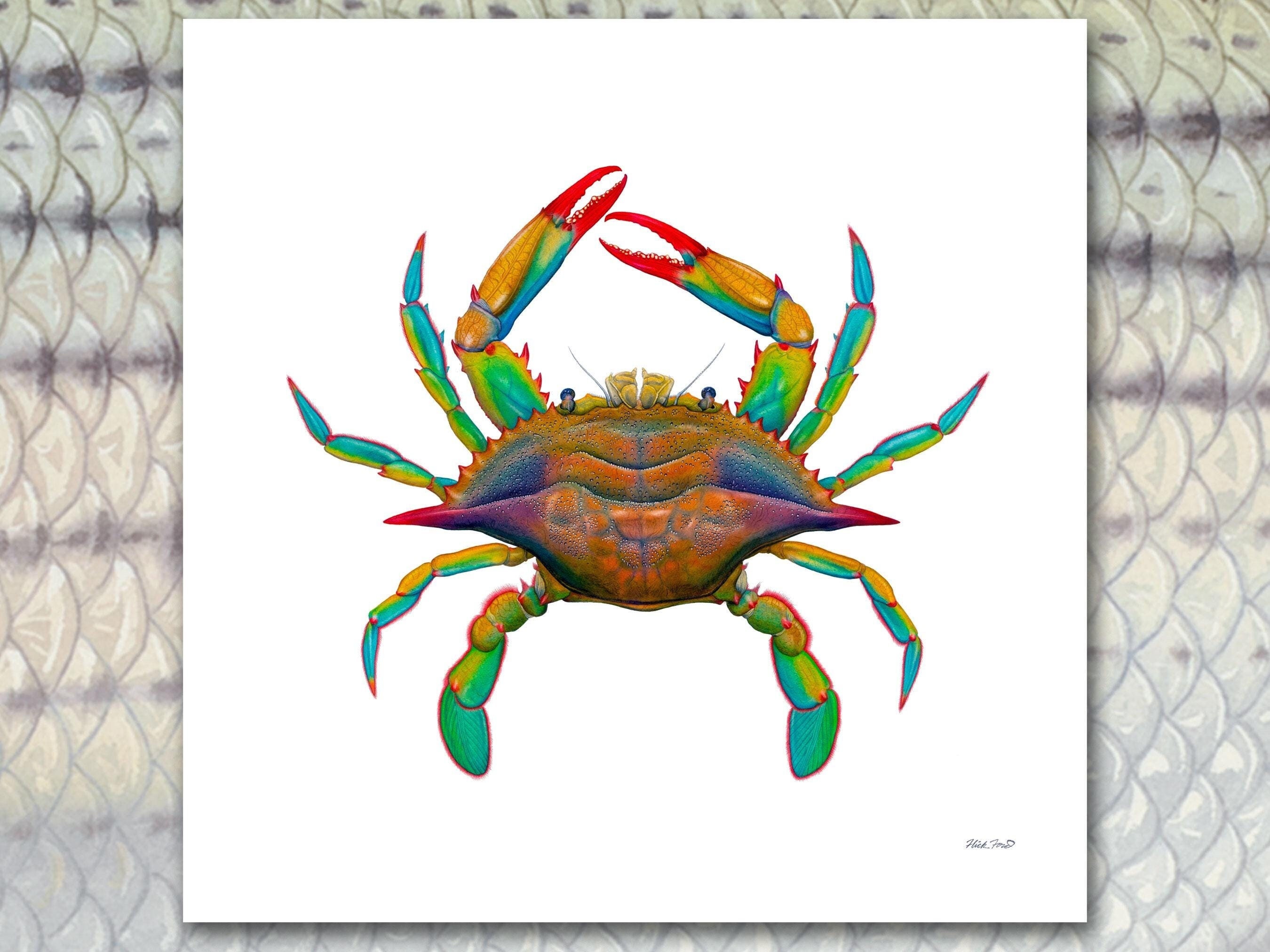 ②ラブブ　アート　ポップアート キャラクター印刷キャンバス　絵画　ブルー Masterworks Canvas POP ART Maryland Blue Crab by Flick Ford