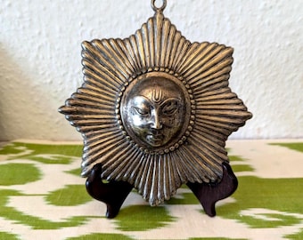 Wall Decor Brass Sun Mask Face India Vintage
