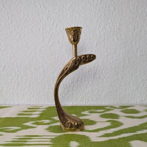 Vintage Brass Candlestick Holder Tulip Mid Century 1960s