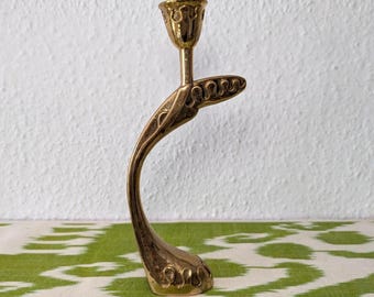 Brass Candlestick Holder Flower Arch Vintage Mid-Century 1960s