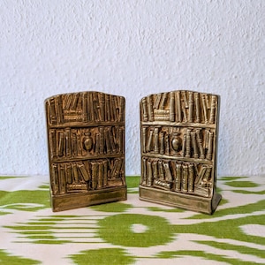 Vintage Brass Bookends Bookshelf Mid Century 1960s