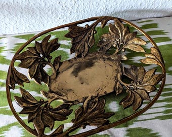 Brass Bowl Leaf Basket Vintage