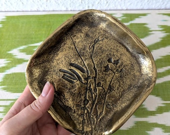 Brass Ashtray Gras Wildflower Vintage