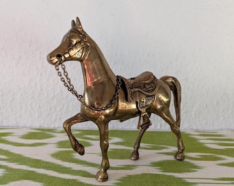 Brass Horse Figurine Vintage Equine Statue
