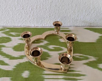 Brass Heart Candlestick Holder Vintage