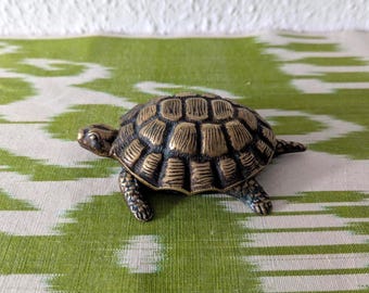 Bronze Turtle Ashtray Vintage Trinket Box