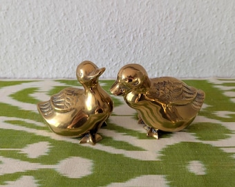 Brass Duck Figurines Vintage Birds