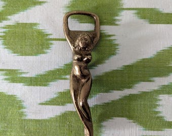 Brass Bottle Opener Naked Woman 1970s Vintage