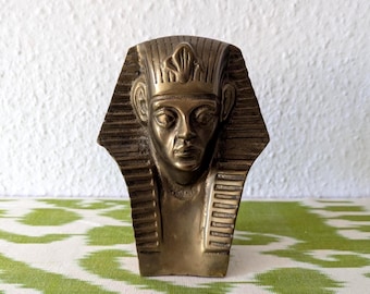 Brass Pharaoh Bust Brass Sculpture Egypt Vintage