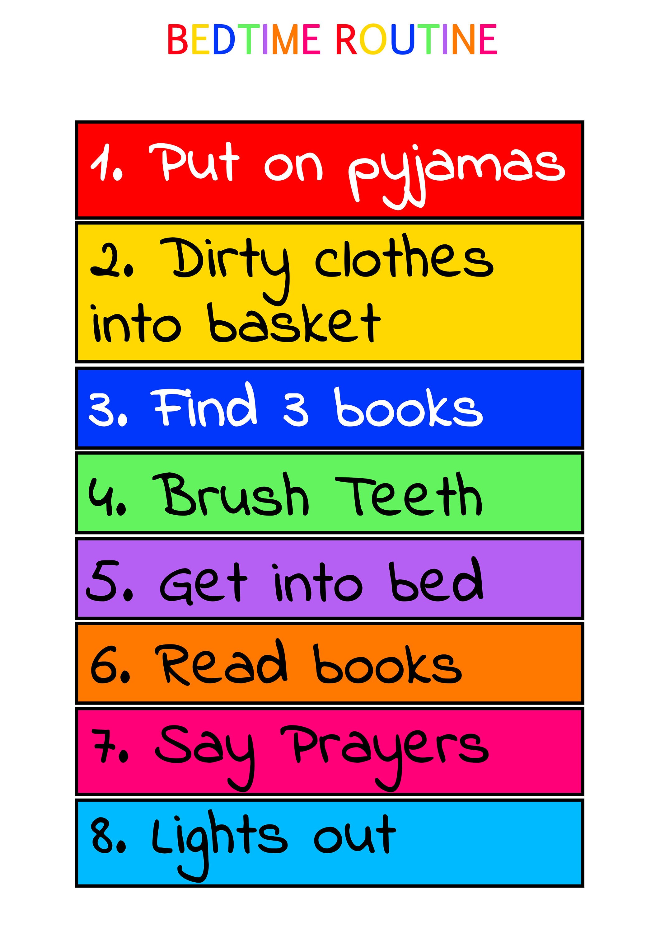 Bedtime Routine For Kids Etsy