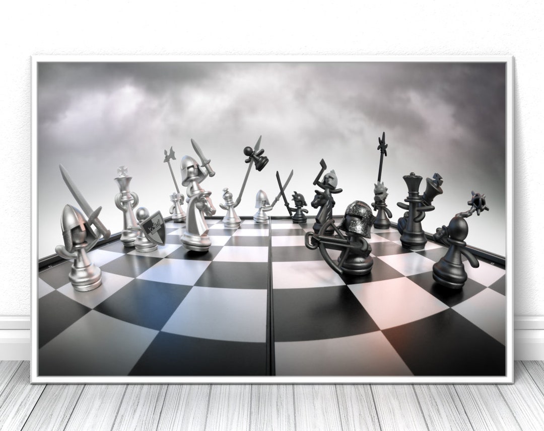 Chess The French Defence Minimalistic book cover chess opening art. | Poster