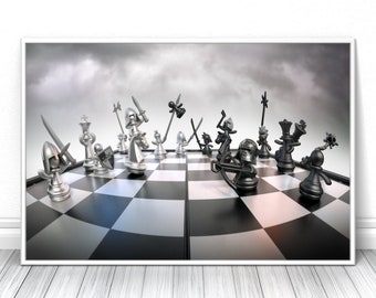 Chess art, Living room wall decor, Modern poster, Office picture, Dorm print, Fine art, Creative Photography, High quality photo