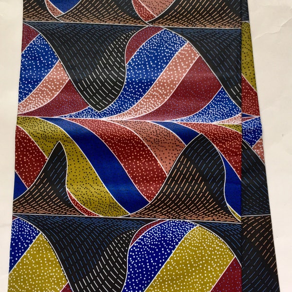 African Print Fabric/ Ankara - Blue, Dark Red, Olive, Taupe "Chinwe" Design, YARD or WHOLESALE