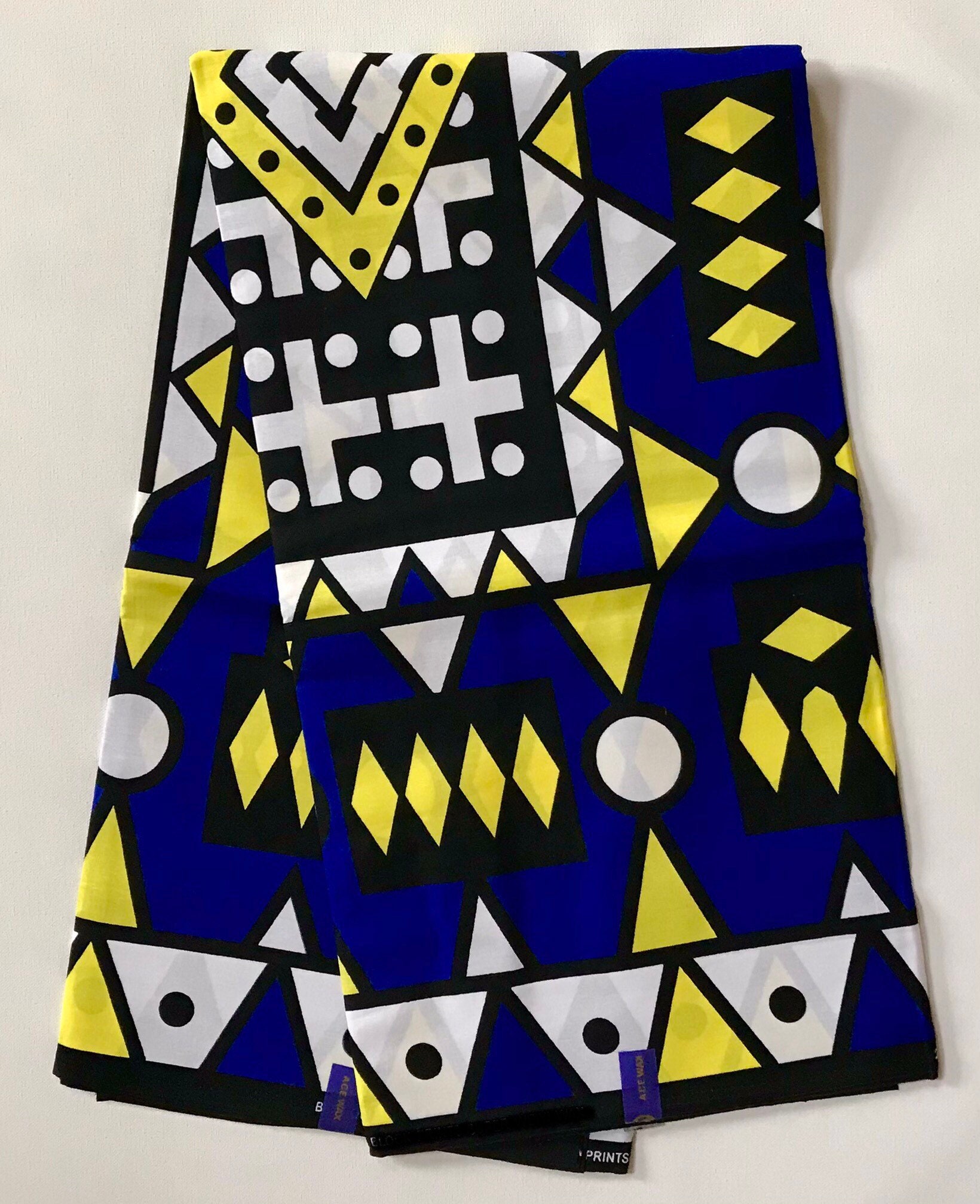 African Print Fabric/ Ankara UNWAXED Blue Yellow Black - Etsy