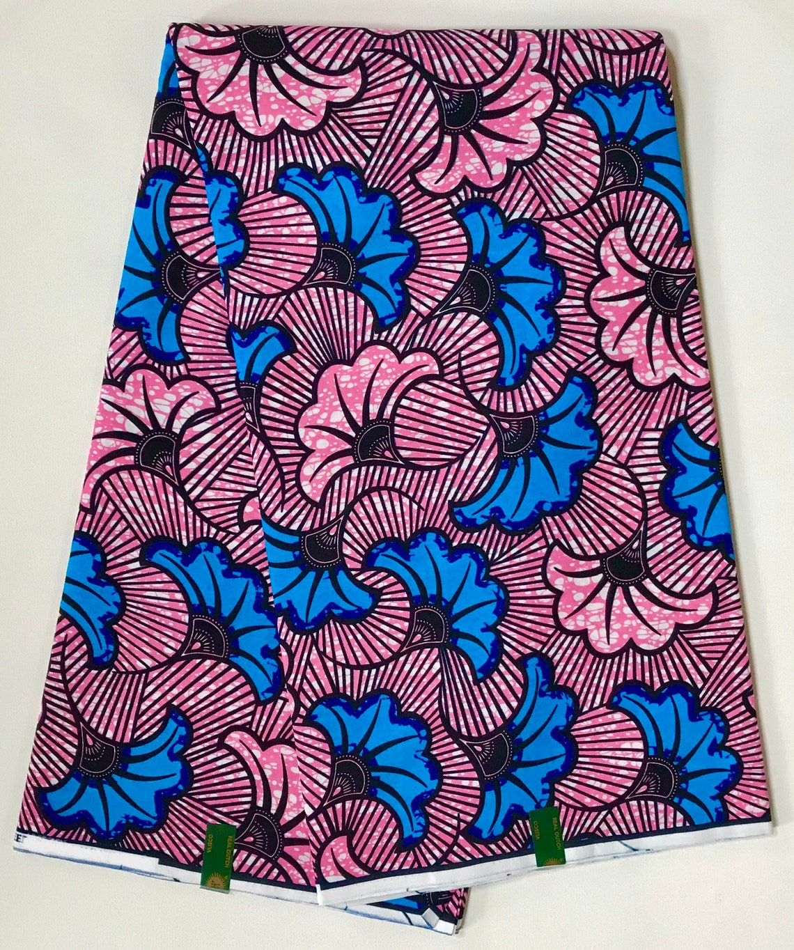 African Print Fabric/ Ankara Pink Blue 'Floral Etsy