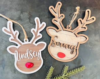 Reindeer name ornament, Stocking Tags, Personalized Christmas ornament, Gift Tags, Christmas Tags, custom name ornament, farmhouse ornament