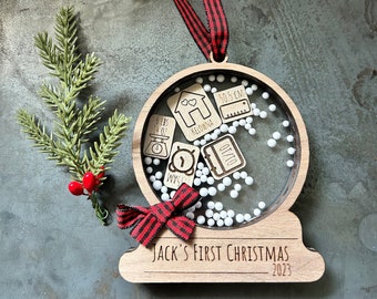 Baby Shaker Birth Stat Ornament, Baby First Christmas Ornament, Baby Shower gift, Shaker Ornament, Gifts for Grandma, Customized Christmas