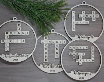 Custom Scrabble Names Christmas Ornament Personalized Holiday Tree Decor Gift for Families