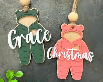 Personalized Baby's First Christmas Ornament 2025: Custom Wooden Newborn Keepsake