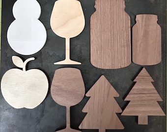 Blank Wooden Christmas Shapes: Birch & Walnut Wood Crafts