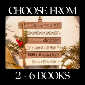 Personalized Stacked Book Ornament: Family Christmas Tree Decor