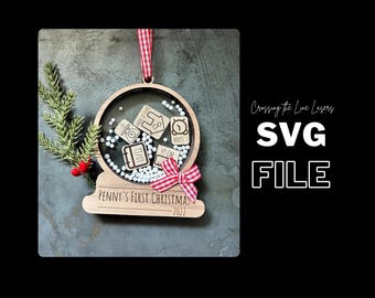 Personalized Baby's First Christmas Ornament SVG File - Glowforge tested ( Digital File)