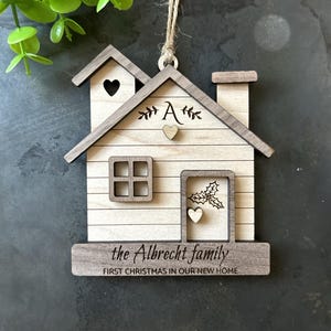 Christmas 2024 2025 Ornament First Home Ornament House Ornament Wooden Family Ornament Housewarming Gift Personalized Engraved New Home Gift