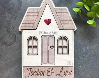 Personalized First Home Christmas Ornament: Engraved Wood Housewarming Gifts