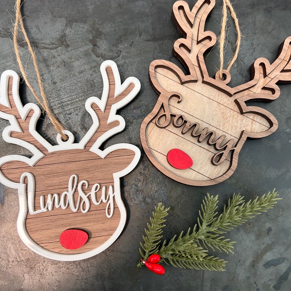 Reindeer name ornament, Stocking Tags, Personalized Christmas ornament, Gift Tags, Christmas Tags, custom name ornament, farmhouse ornament