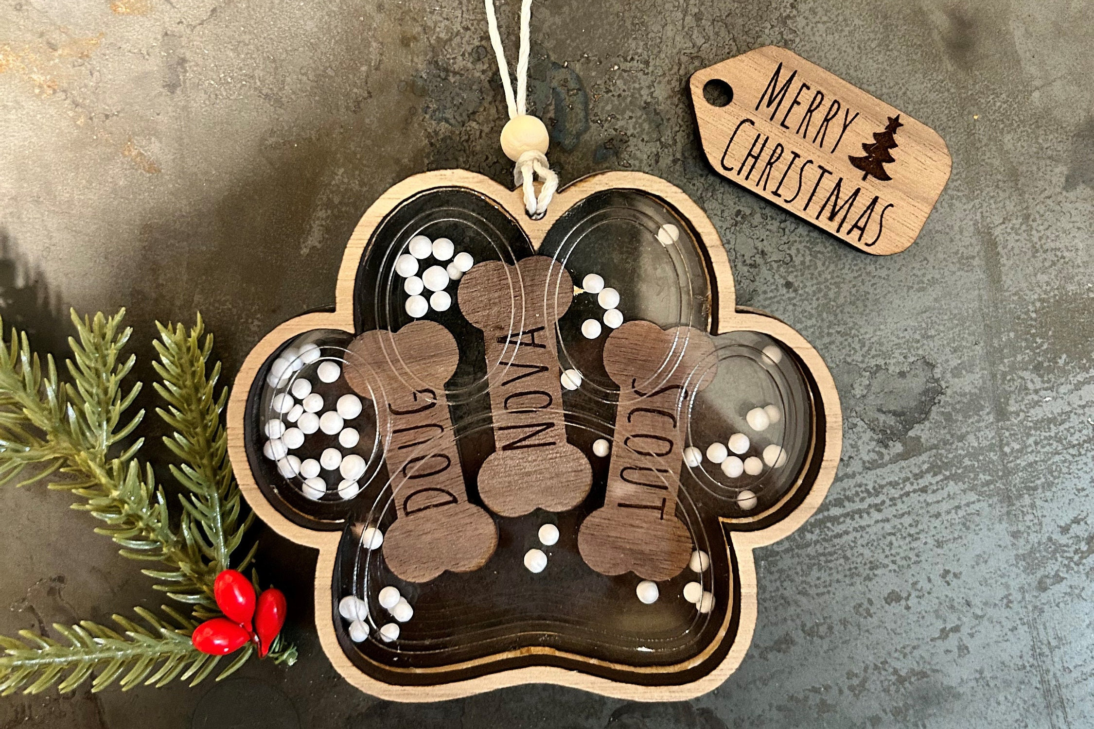 Fur Family Shaker Ornament Digital Laser Cut File - SVG File