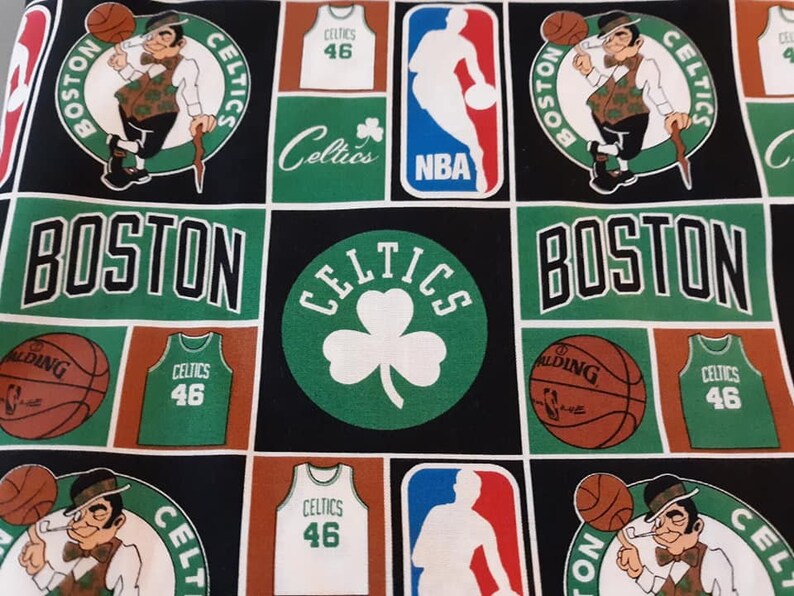 Boston Celtics Cotton Fabric By The Yard Etsy