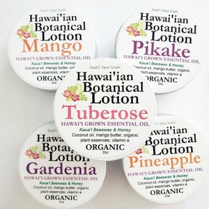 Hawaiian Botanical Lotion- Organic, made with Hawaii Grown Essential Oils and Hawaii Beeswax