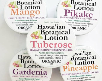 Hawaiian Botanical Lotion- Organic, made with Hawaii Grown Essential Oils and Hawaii Beeswax