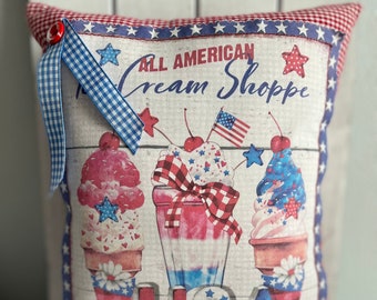 cUtE! Patriotic Pillow Farmhouse, 4th of July Mini Pillow, Memorial Day Decorations