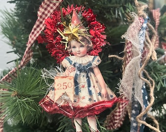 Patriotic 4th July Paperdoll Ornaments
