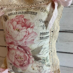 Pink Peony & Lace Pillow Small Decorative Pillow image 6