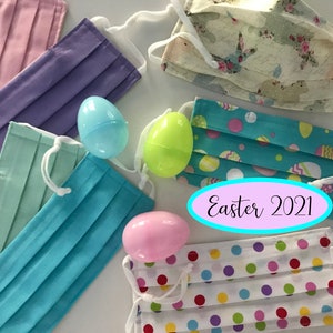 Pastel  Color Face Masks,  Easter Masks  100% Double Cotton, Adjustable Fit, Nose Wire & Filter Pocket Men, Women, Girls,