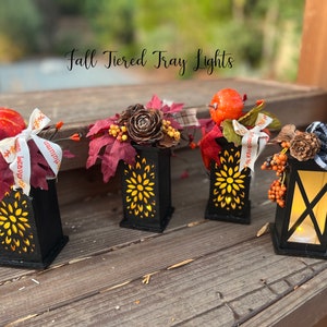 Fall Tiered Tray Decor, Lights for Tiered Trays