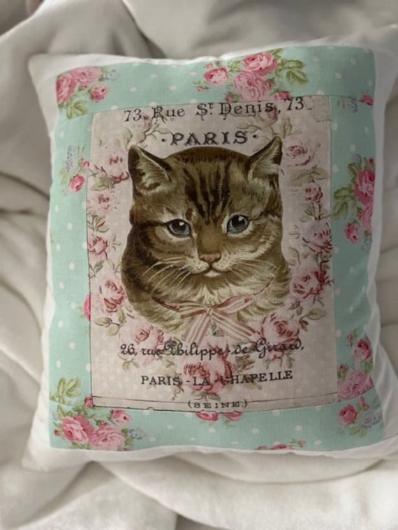 French Cat Pillow Etsy