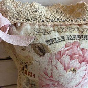 Pink Peony & Lace Pillow Small Decorative Pillow image 5