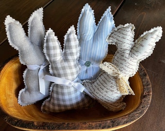Farmhouse Fabric Easter Bunnies: Handmade Tiered Tray Decor
