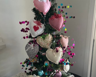 Small Fabric  Hearts, Valentine's  Pillows, Valentine Tree Decorations/ Heart Pillows / Valentine's Day Tiered Tray Decor