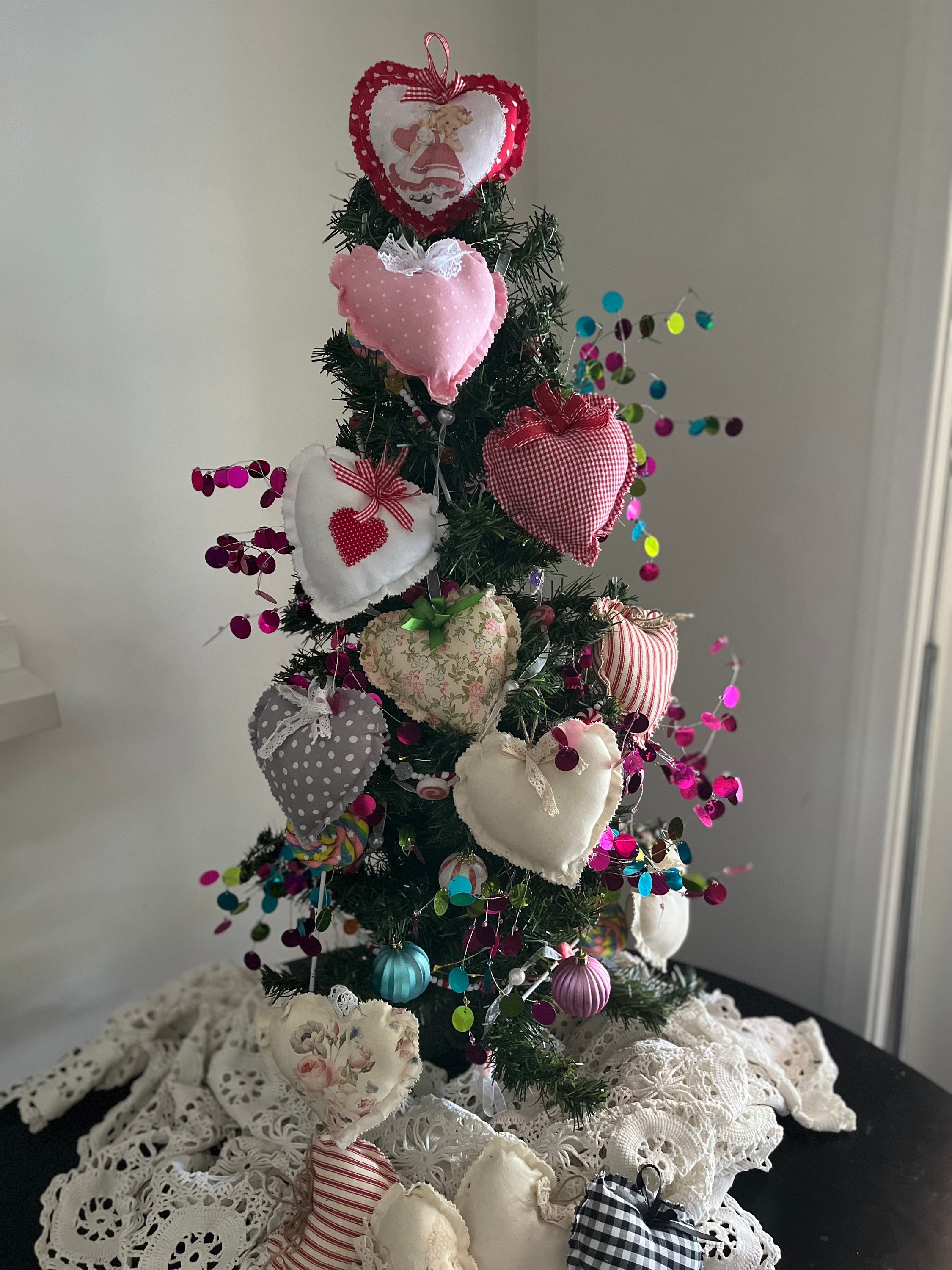 Small Fabric Hearts, Valentine's Pillows, Valentine Tree Decorations/ Heart  Pillows / Valentine's Day Tiered Tray Decor 