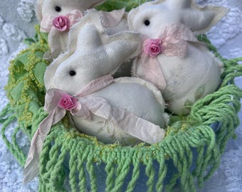 Country Baby Bunny Bowl Fillers Set of 3 Spring Bunnies