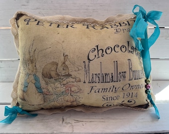 Cojín de conejito de inspiración vintage: Mini cojín decorativo de muselina